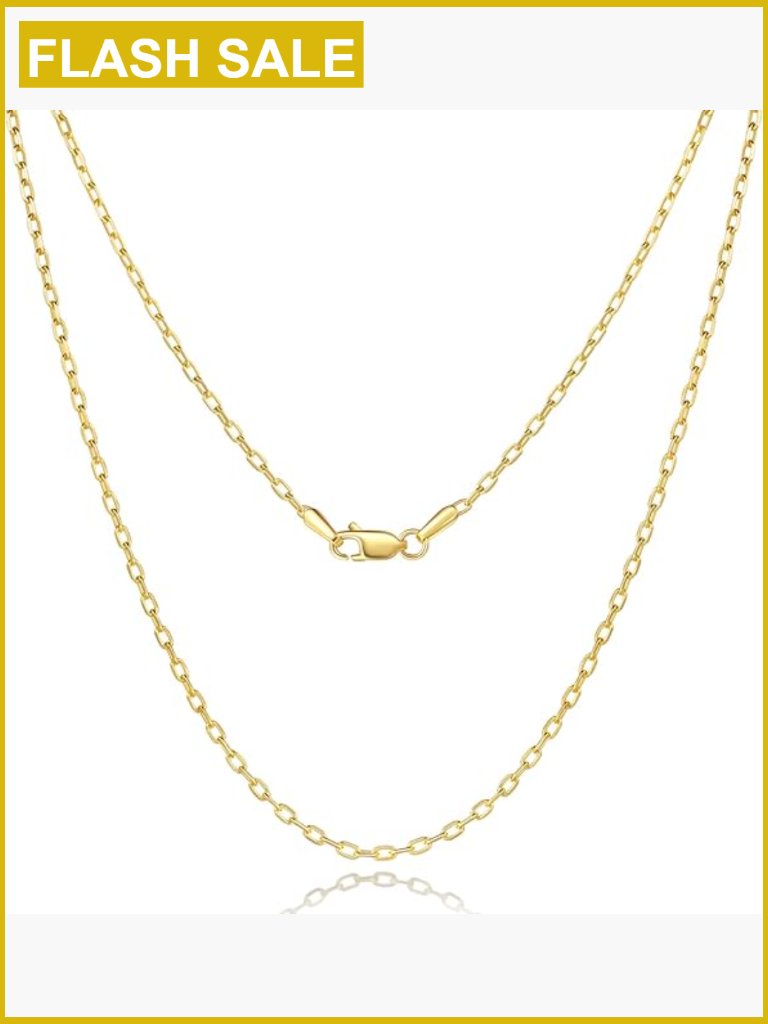14k Gold Paperclip Chain Necklace 22in Minimalist Unisex